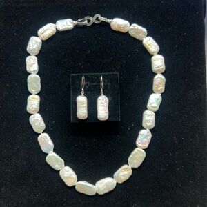 Elegant White Pearl Necklace and Earring Set